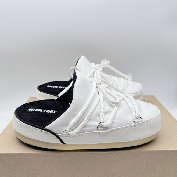 MOON BOOT Full Moon Icon Nylon Mule White EU 39/ 40 Womens US 8/ 8.5 - Picture 1 of 12